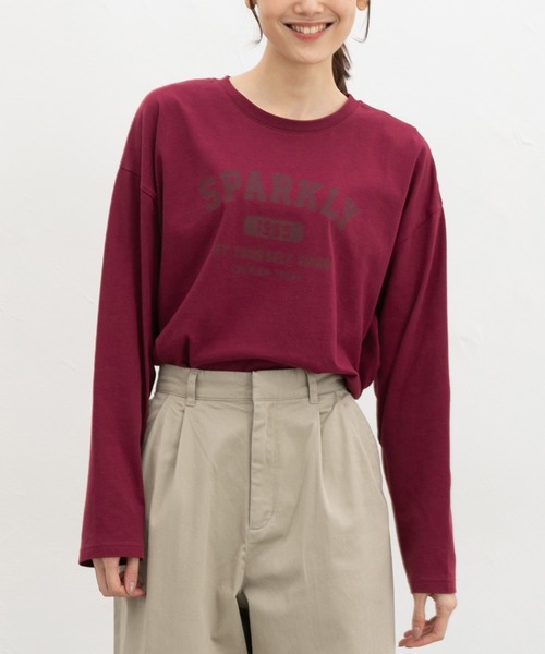 Honeys(ハニーズ)の「ロゴプリントゆるTシャツ(Tシャツ/カットソー・レディース・ブラウン系その他2/ブラック/オートミール/ボルドー/杢グレー・L/M/S)」の5枚目の写真