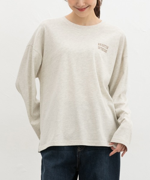 Honeys(ハニーズ)の「ロゴプリントゆるTシャツ(Tシャツ/カットソー・レディース・ブラウン系その他2/ブラック/オートミール/ボルドー/杢グレー・L/M/S)」の7枚目の写真