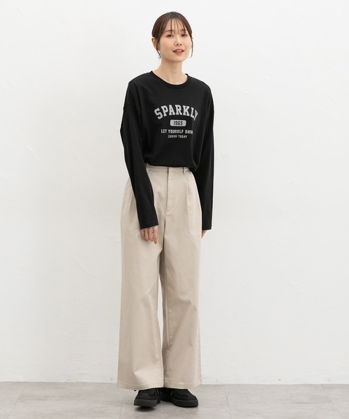 Honeys(ハニーズ)の「ロゴプリントゆるTシャツ(Tシャツ/カットソー・レディース・ブラウン系その他2/ブラック/オートミール/ボルドー/杢グレー・L/M/S)」の8枚目の写真