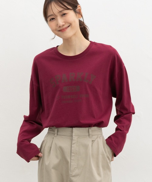 Honeys(ハニーズ)の「ロゴプリントゆるTシャツ(Tシャツ/カットソー・レディース・ブラウン系その他2/ブラック/オートミール/ボルドー/杢グレー・L/M/S)」の11枚目の写真