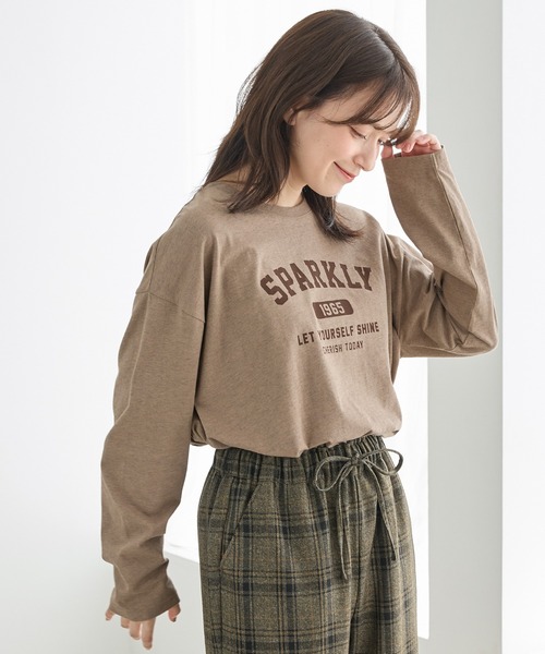Honeys(ハニーズ)の「ロゴプリントゆるTシャツ(Tシャツ/カットソー・レディース・ブラウン系その他2/ブラック/オートミール/ボルドー/杢グレー・L/M/S)」の15枚目の写真