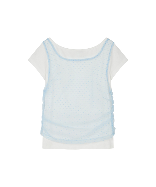 LMR（エルエムアール）の「ツーウェイレースシャーリングレイヤード半袖Tシャツ IVORY / SKY BLUE（Tシャツ/カットソー・レディース・スカイブルー・FREE）」の13枚目の写真