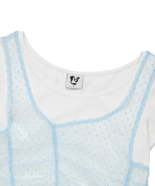 LMR（エルエムアール）の「ツーウェイレースシャーリングレイヤード半袖Tシャツ IVORY / SKY BLUE（Tシャツ/カットソー・レディース・スカイブルー・FREE）」の14枚目の写真