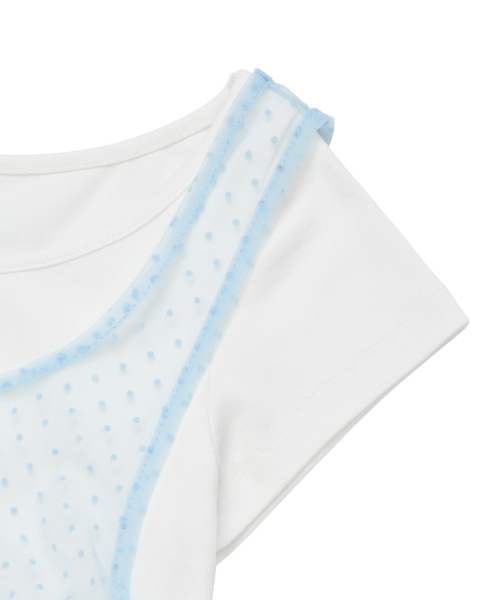 LMR（エルエムアール）の「ツーウェイレースシャーリングレイヤード半袖Tシャツ IVORY / SKY BLUE（Tシャツ/カットソー・レディース・スカイブルー・FREE）」の15枚目の写真