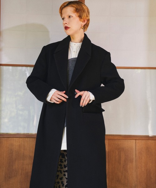 OMMO(オーエムエムオー)の「OVER TUCK LONG COAT(チェスターコート・レディース・グレー/ブラック・36/38)」の22枚目の写真