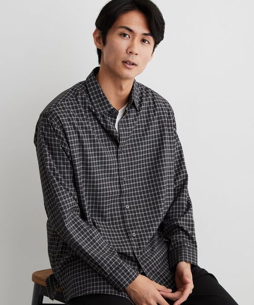THE SHOP TK (ザ ショップ ティーケー )の「【洗濯機OK】ウールライク 長袖シャツ(シャツ/ブラウス・メンズ・ブラウン系/ブラック系1/ダークブラウン系1/ダークグレー・02/03/04)」の2枚目の写真