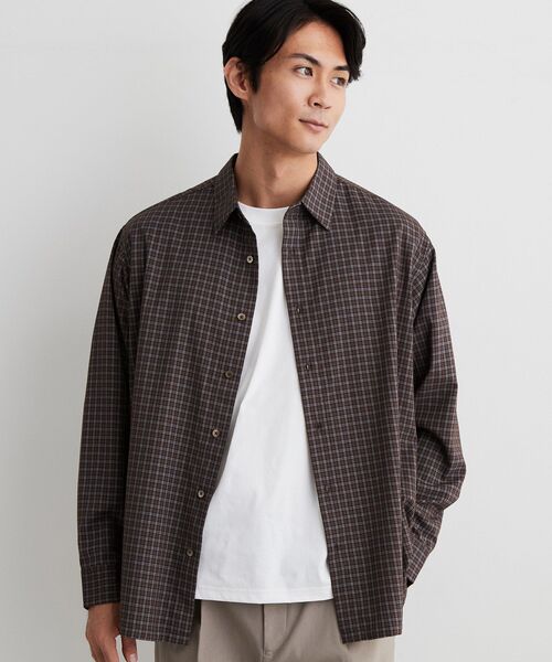 THE SHOP TK (ザ ショップ ティーケー )の「【洗濯機OK】ウールライク 長袖シャツ(シャツ/ブラウス・メンズ・ブラウン系/ブラック系1/ダークブラウン系1/ダークグレー・02/03/04)」の3枚目の写真