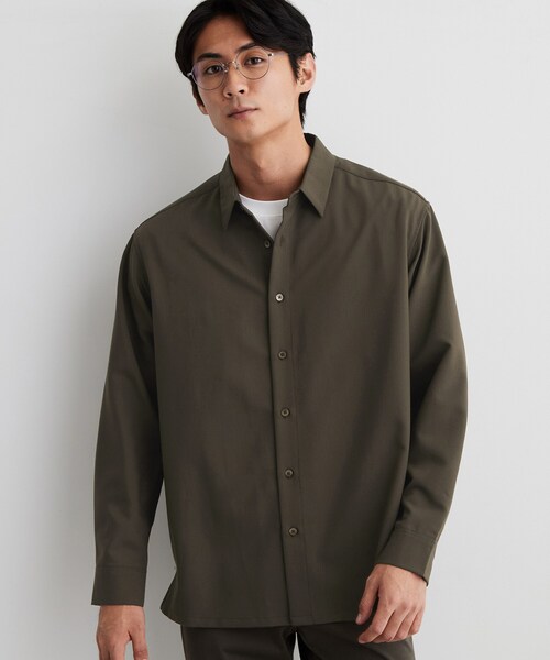 THE SHOP TK (ザ ショップ ティーケー )の「【洗濯機OK】ウールライク 長袖シャツ(シャツ/ブラウス・メンズ・ブラウン系/ブラック系1/ダークブラウン系1/ダークグレー・02/03/04)」の4枚目の写真