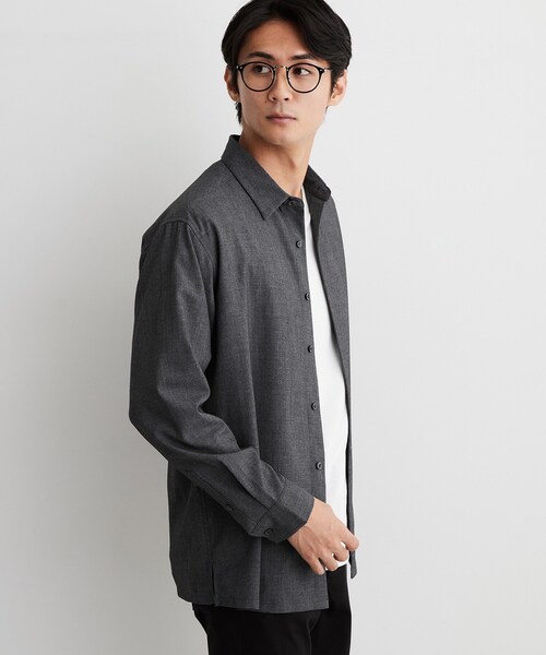 THE SHOP TK (ザ ショップ ティーケー )の「【洗濯機OK】ウールライク 長袖シャツ(シャツ/ブラウス・メンズ・ブラウン系/ブラック系1/ダークブラウン系1/ダークグレー・02/03/04)」の10枚目の写真
