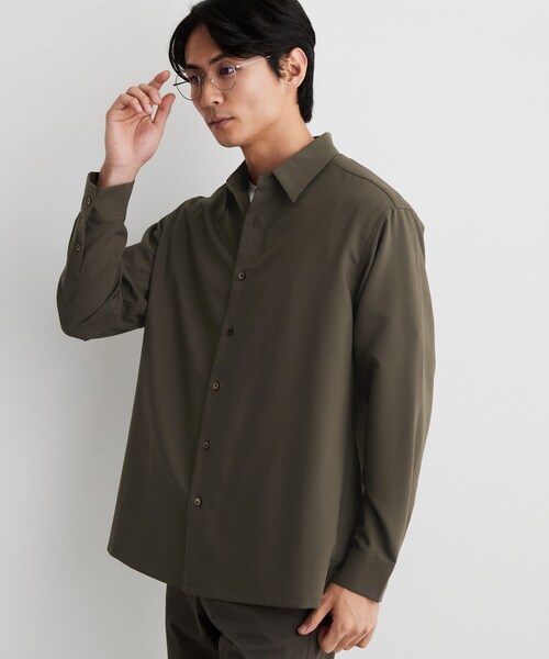 THE SHOP TK (ザ ショップ ティーケー )の「【洗濯機OK】ウールライク 長袖シャツ(シャツ/ブラウス・メンズ・ブラウン系/ブラック系1/ダークブラウン系1/ダークグレー・02/03/04)」の6枚目の写真