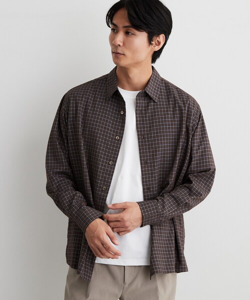 THE SHOP TK (ザ ショップ ティーケー )の「【洗濯機OK】ウールライク 長袖シャツ(シャツ/ブラウス・メンズ・ブラウン系/ブラック系1/ダークブラウン系1/ダークグレー・02/03/04)」の21枚目の写真