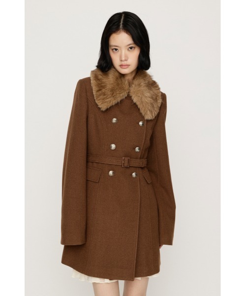 SLY(スライ)の「【AW PRE ORDER 第2弾】DOUBLE BUTTON FUR MIDI COAT ダブルボタンファーミディコート 冬服(ステンカラーコート・レディース・杢グレー/ブラック/キャメル/アイボリー・FREE)」の4枚目の写真