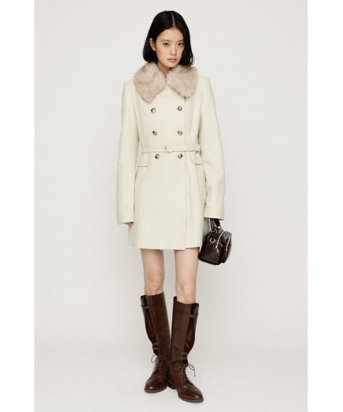 SLY(スライ)の「【AW PRE ORDER 第2弾】DOUBLE BUTTON FUR MIDI COAT ダブルボタンファーミディコート 冬服(ステンカラーコート・レディース・杢グレー/ブラック/キャメル/アイボリー・FREE)」の19枚目の写真