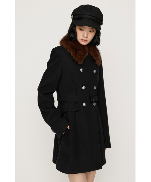 SLY(スライ)の「【AW PRE ORDER 第2弾】DOUBLE BUTTON FUR MIDI COAT ダブルボタンファーミディコート 冬服(ステンカラーコート・レディース・杢グレー/ブラック/キャメル/アイボリー・FREE)」の22枚目の写真