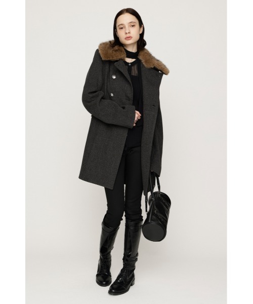 SLY(スライ)の「【AW PRE ORDER 第2弾】DOUBLE BUTTON FUR MIDI COAT ダブルボタンファーミディコート 冬服(ステンカラーコート・レディース・杢グレー/ブラック/キャメル/アイボリー・FREE)」の21枚目の写真