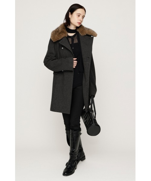 SLY(スライ)の「【AW PRE ORDER 第2弾】DOUBLE BUTTON FUR MIDI COAT ダブルボタンファーミディコート 冬服(ステンカラーコート・レディース・杢グレー/ブラック/キャメル/アイボリー・FREE)」の5枚目の写真