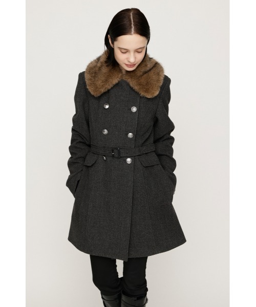 SLY(スライ)の「【AW PRE ORDER 第2弾】DOUBLE BUTTON FUR MIDI COAT ダブルボタンファーミディコート 冬服(ステンカラーコート・レディース・杢グレー/ブラック/キャメル/アイボリー・FREE)」の7枚目の写真