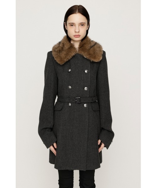 SLY(スライ)の「【AW PRE ORDER 第2弾】DOUBLE BUTTON FUR MIDI COAT ダブルボタンファーミディコート 冬服(ステンカラーコート・レディース・杢グレー/ブラック/キャメル/アイボリー・FREE)」の10枚目の写真