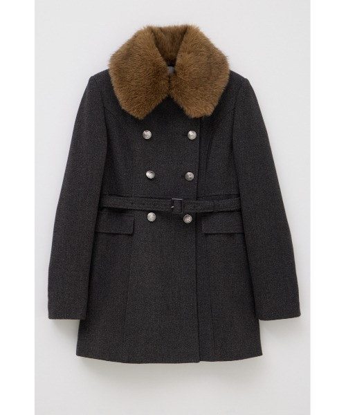 SLY(スライ)の「【AW PRE ORDER 第2弾】DOUBLE BUTTON FUR MIDI COAT ダブルボタンファーミディコート 冬服(ステンカラーコート・レディース・杢グレー/ブラック/キャメル/アイボリー・FREE)」の11枚目の写真