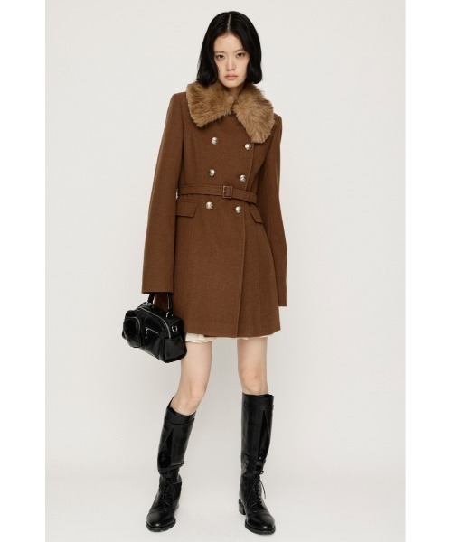 SLY(スライ)の「【AW PRE ORDER 第2弾】DOUBLE BUTTON FUR MIDI COAT ダブルボタンファーミディコート 冬服(ステンカラーコート・レディース・杢グレー/ブラック/キャメル/アイボリー・FREE)」の12枚目の写真