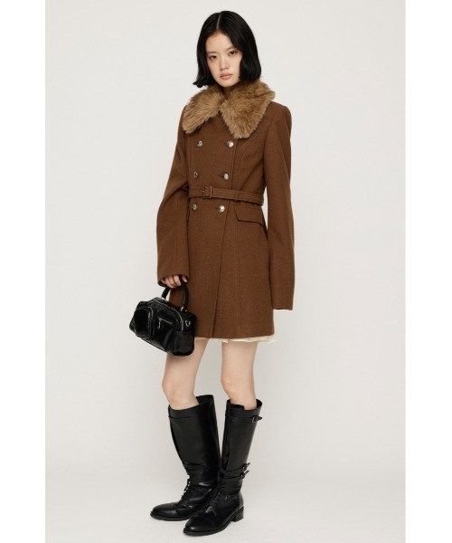 SLY(スライ)の「【AW PRE ORDER 第2弾】DOUBLE BUTTON FUR MIDI COAT ダブルボタンファーミディコート 冬服(ステンカラーコート・レディース・杢グレー/ブラック/キャメル/アイボリー・FREE)」の13枚目の写真