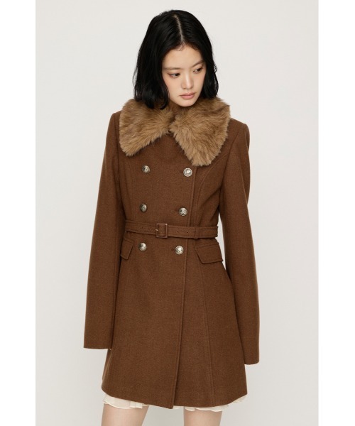 SLY(スライ)の「【AW PRE ORDER 第2弾】DOUBLE BUTTON FUR MIDI COAT ダブルボタンファーミディコート 冬服(ステンカラーコート・レディース・杢グレー/ブラック/キャメル/アイボリー・FREE)」の14枚目の写真
