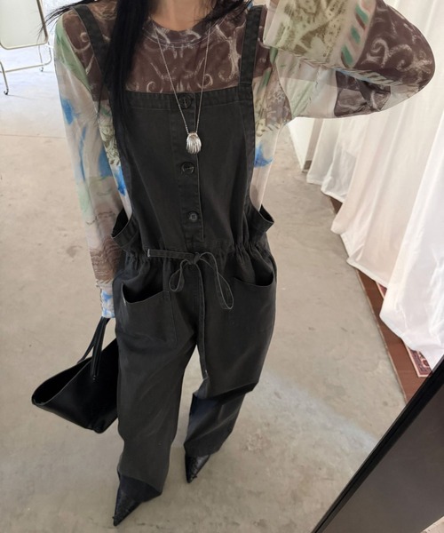 CHUN CHUN NOTES(チュンチュンノーツ)の「26AW/ウエストドロスト デニムサロペット(サロペット/オーバーオール・レディース・グレー/ネイビー・M)」の5枚目の写真