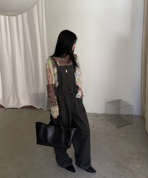 CHUN CHUN NOTES(チュンチュンノーツ)の「26AW/ウエストドロスト デニムサロペット(サロペット/オーバーオール・レディース・グレー/ネイビー・M)」の8枚目の写真