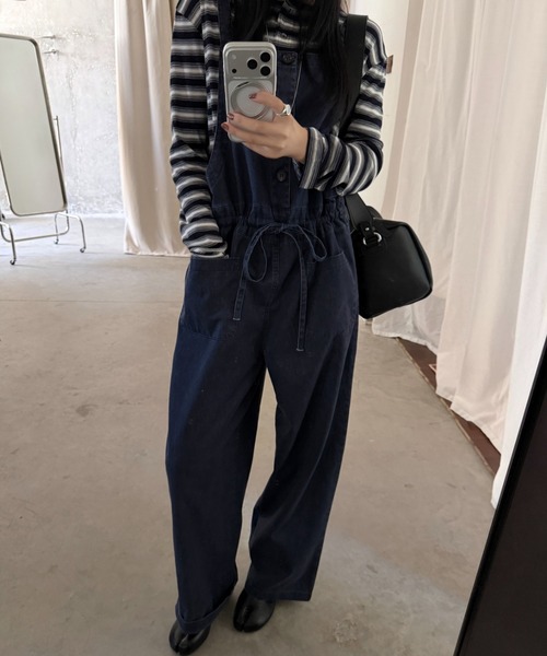 CHUN CHUN NOTES(チュンチュンノーツ)の「26AW/ウエストドロスト デニムサロペット(サロペット/オーバーオール・レディース・グレー/ネイビー・M)」の13枚目の写真