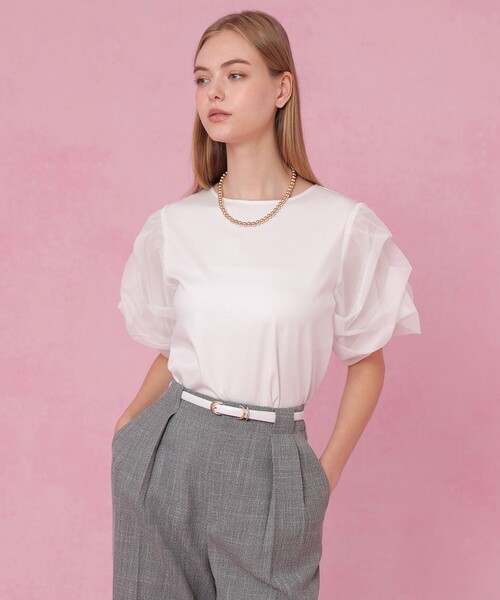 ANAYI(アナイ)の「スムースシアータックスリーブプルオーバー(Tシャツ/カットソー・レディース・ブラック/ホワイト・38)」の1枚目の写真