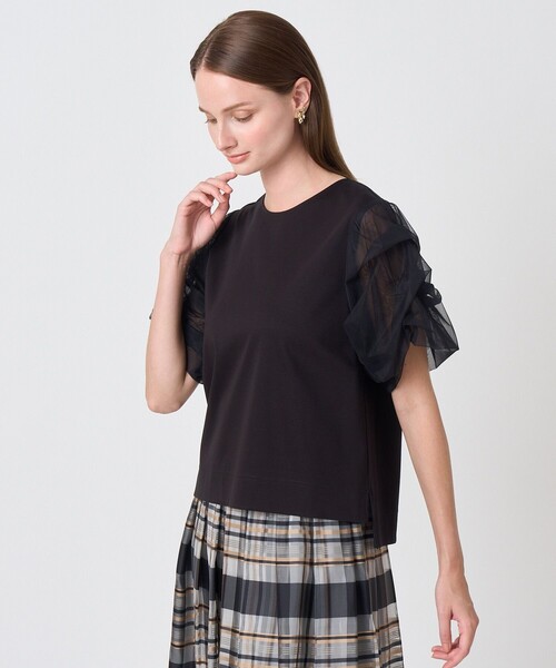 ANAYI(アナイ)の「スムースシアータックスリーブプルオーバー(Tシャツ/カットソー・レディース・ブラック/ホワイト・38)」の8枚目の写真