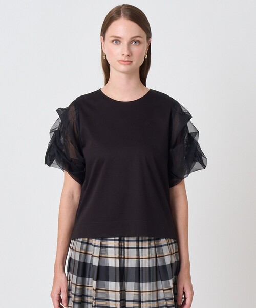 ANAYI(アナイ)の「スムースシアータックスリーブプルオーバー(Tシャツ/カットソー・レディース・ブラック/ホワイト・38)」の9枚目の写真