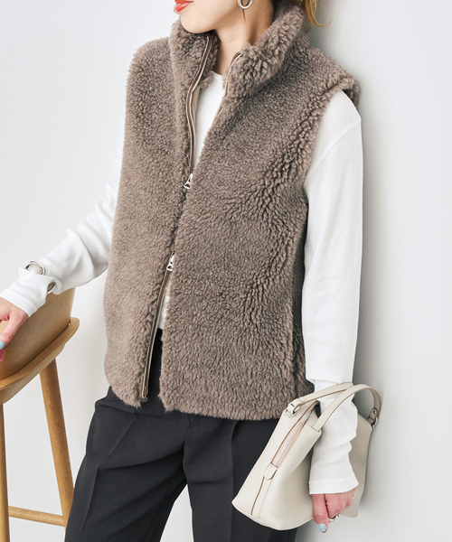 Spick & Span(スピックアンドスパン)の「TICCA / ティッカ WOOLファーベスト(その他アウター・レディース・ブラウン系その他・FREE)」の4枚目の写真