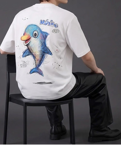 revertical(リバーティカル)の「ドルフィン アートグラフィック半袖Tシャツ(Tシャツ/カットソー・メンズ・ホワイト/ブラック/サックスブルー・MEDIUM/LARGE)」の6枚目の写真