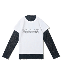 スタシースルーロングスリーブレイヤードシークレット半袖Tシャツセット(ブラック/アイボリー)