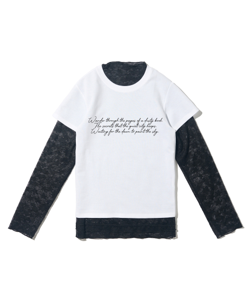 CARGOBROS FOR WOMAN(カーゴブロスフォーウィメン)の「スタシースルーロングスリーブレイヤードシークレット半袖Tシャツセット(ブラック/アイボリー)(Tシャツ/カットソー・レディース・その他・FREE)」の1枚目の写真