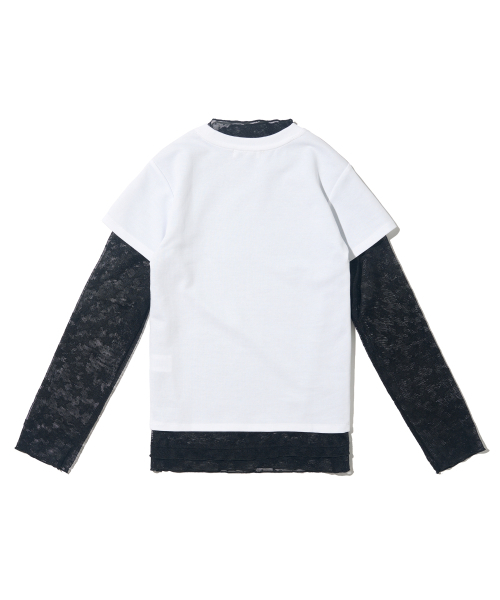 CARGOBROS FOR WOMAN(カーゴブロスフォーウィメン)の「スタシースルーロングスリーブレイヤードシークレット半袖Tシャツセット(ブラック/アイボリー)(Tシャツ/カットソー・レディース・その他・FREE)」の5枚目の写真