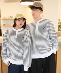 【KANGOL/カンゴール】別注 ロゴ刺繍 モールジャガード ニットソー ヘンリーネックカットソー