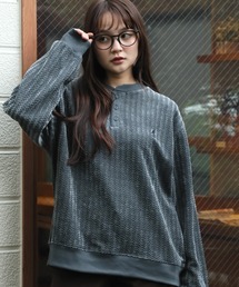 【KANGOL/カンゴール】別注 ロゴ刺繍 モールジャガード ニットソー ヘンリーネックカットソー