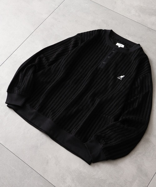 KANGOL(カンゴール)の「【KANGOL/カンゴール】別注 ロゴ刺繍 モールジャガード ニットソー ヘンリーネックカットソー(ニット/セーター・メンズ・ホワイト/ブラック/チャコールグレー・XL/L/M)」の16枚目の写真