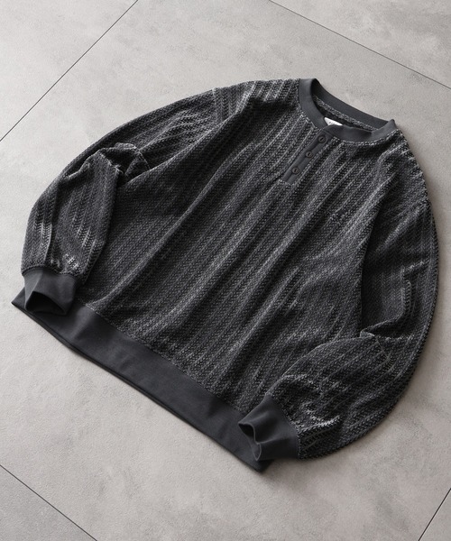 KANGOL(カンゴール)の「【KANGOL/カンゴール】別注 ロゴ刺繍 モールジャガード ニットソー ヘンリーネックカットソー(ニット/セーター・メンズ・ホワイト/ブラック/チャコールグレー・XL/L/M)」の18枚目の写真