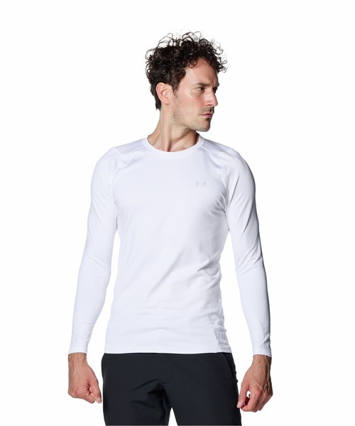 UNDER ARMOUR(アンダーアーマー)の「UAコールドギア フィッティド ロングスリーブ クルーネック シャツ(ゴルフ/メンズ)(Tシャツ/カットソー・メンズ・ホワイト・L)」の1枚目の写真