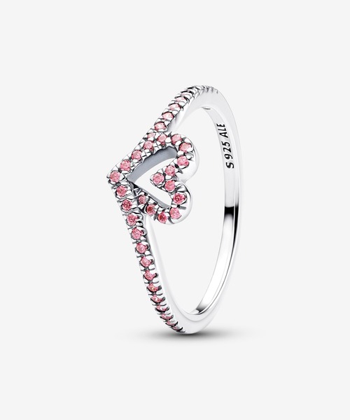 PANDORA(パンドラ)の「スパークリング ウィッシュボーン ピンク ハート リング(リング・レディース・シルバー・54/52/50/48/60/58/56)」の1枚目の写真