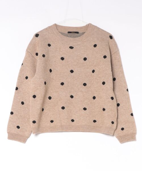 Ritzy(リッツィー)の「レトロドット柄 クルーネック プルオーバーニット(ニット/セーター・レディース・グレー/ベージュ・FREE)」の6枚目の写真