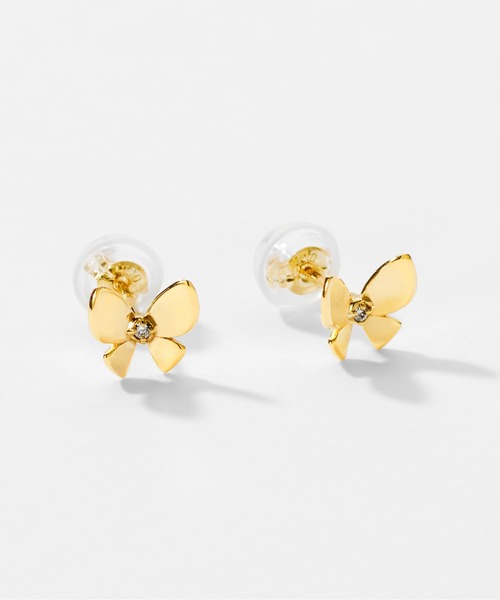 Jewel closet by L&Co.(ジュエルクローゼットバイエルアンドコー)の「K10 バタフライ モチーフ ピアス(ピアス(両耳用)・レディース・イエローゴールド・FREE)」の1枚目の写真