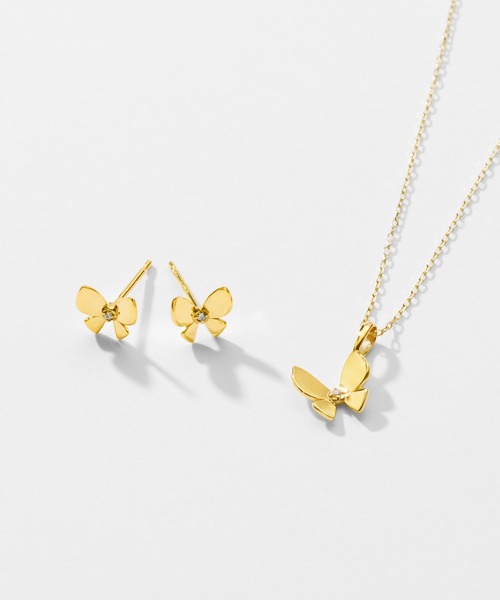 Jewel closet by L&Co.(ジュエルクローゼットバイエルアンドコー)の「K10 バタフライ モチーフ ピアス(ピアス(両耳用)・レディース・イエローゴールド・FREE)」の6枚目の写真