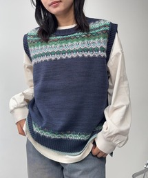 ☆編み込みノルディック柄ベスト