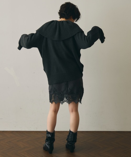 Trish(トリッシュ)の「レースヘムトリムペンシルスカート(スカート・レディース・チャコールグレー/ブラウン・SMALL/MEDIUM)」の8枚目の写真