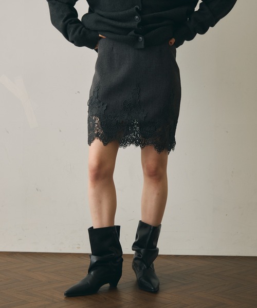 Trish(トリッシュ)の「レースヘムトリムペンシルスカート(スカート・レディース・チャコールグレー/ブラウン・SMALL/MEDIUM)」の10枚目の写真