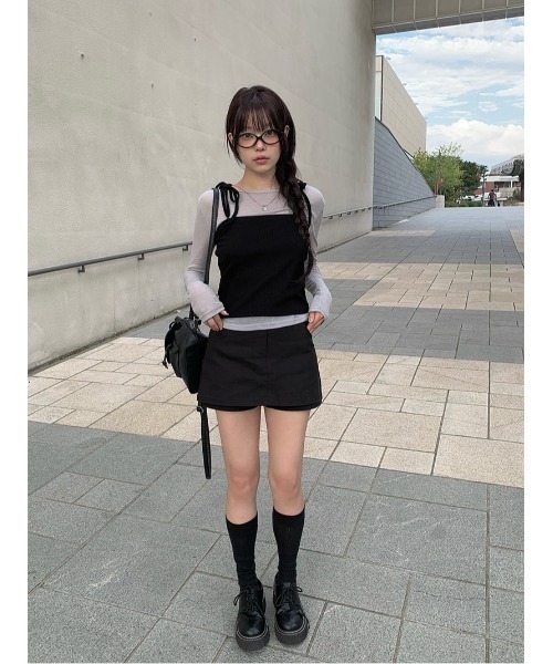 anyonemore(エニワンモア)の「コージービスチェ+Tシャツセット(Tシャツ/カットソー・レディース・グレー・FREE)」の12枚目の写真